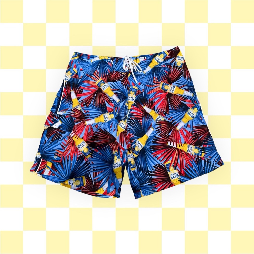 Men’s 38 swim trunks board shorts 10” retro corona beer cruise